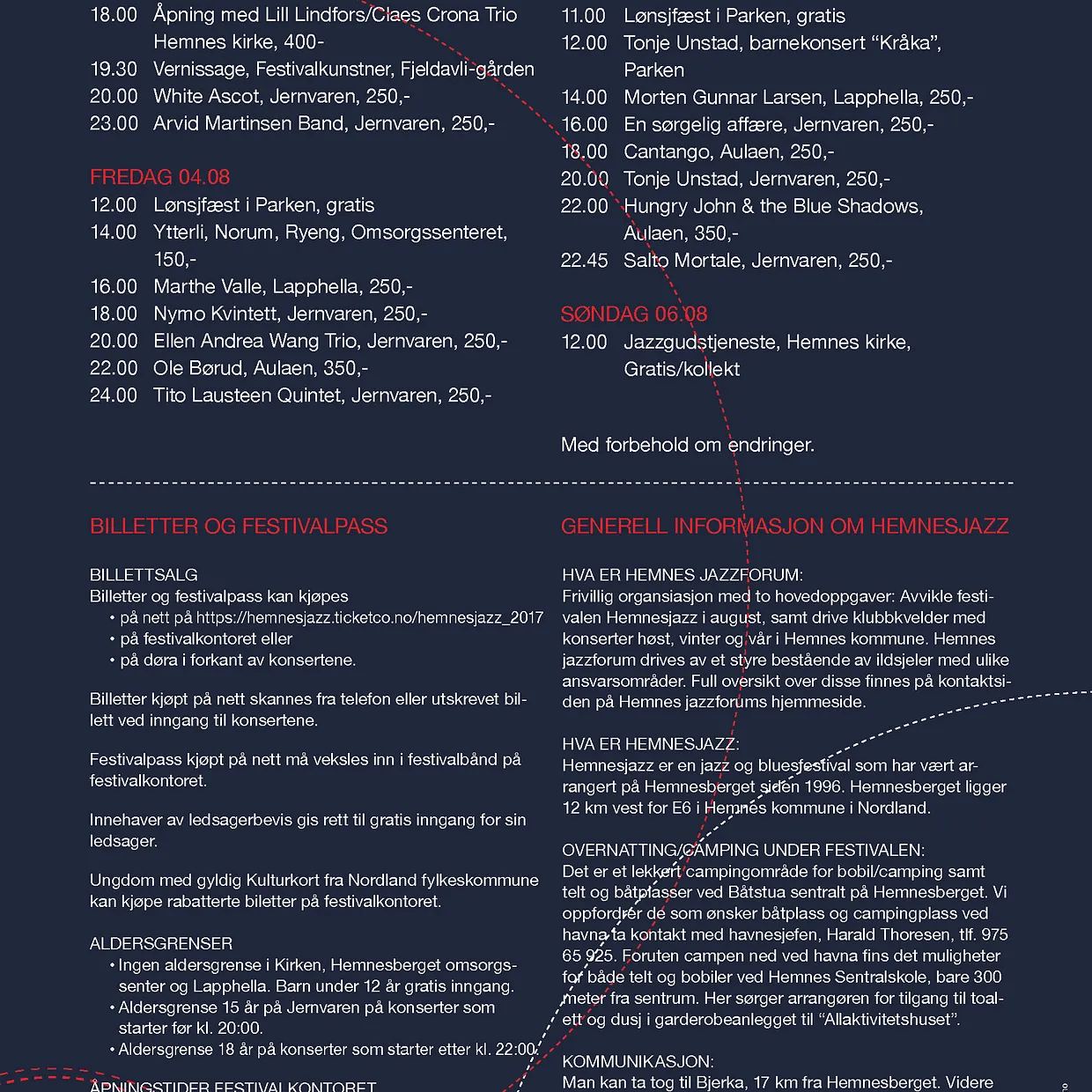 Bakside program Hemnesjazz 2017